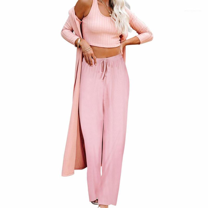 

Women' Casual Pants Fashion Wild Loose Wide Leg Trousers Lace Up High Waist Solid Color Home Service Pants1