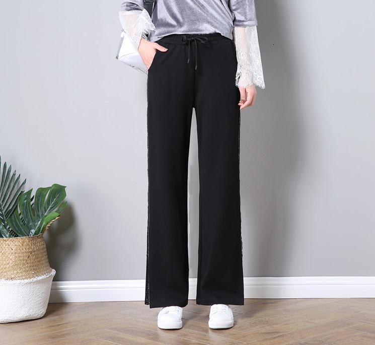 

New Spring Broad Leg Women's Legs to Increase Code Thin Section 30ti, Black