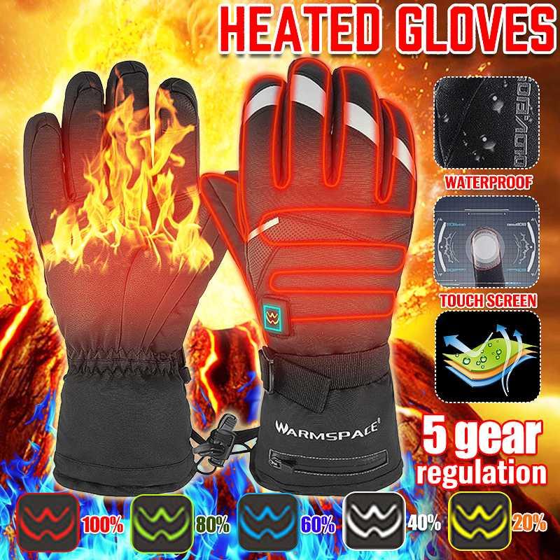 

New 5 Gear Temperature Electric Heated Gloves Touch Screen Waterproof For Motorcylce Riding Outdoor for Climbing Skiing M/XL
