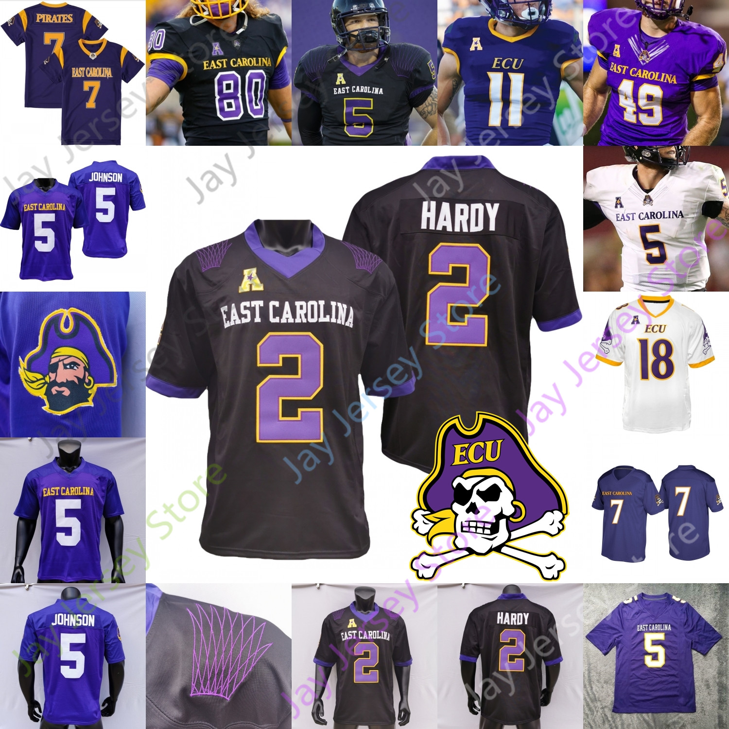 

East Carolina Pirates ECU Football Jersey NCAA College Holton Ahlers C.J. Johnson Shane Calhoun Isaiah Winstead Chris Johnson Mitchell Harris Jones, Purple v