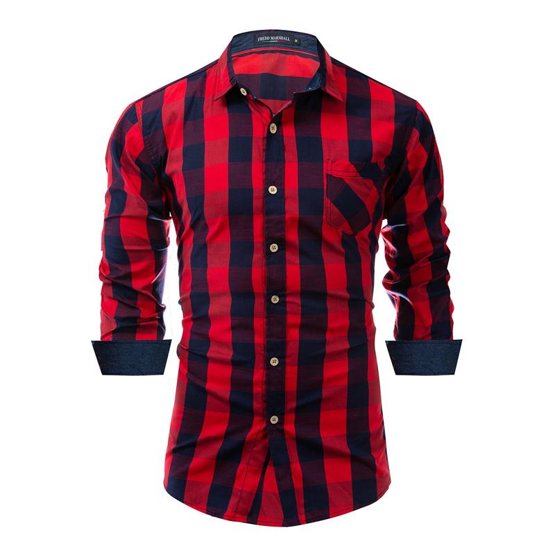 

2020 New Arrival Spring Autumn Mens Plaid Shirt 100% Cotton Long Sleeve Casual Fashion Social Business Style Dress Shirts,FM155, Black
