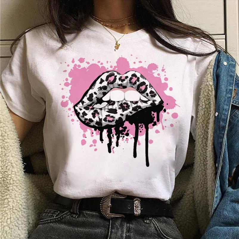 

pink leopard print t shirt lips tshirt women t shirt ladies white tee shirt short sleeve t female harajuku