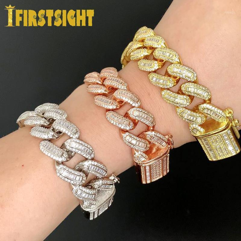 Charm Bracelets Iced Out Bling 18mm CZ Heavy Chunky Cuban Link Chain Bracelet Gold Silver Color 5A Zircon Bangle Hip Hop Fashion Women Jewel-image-748166958