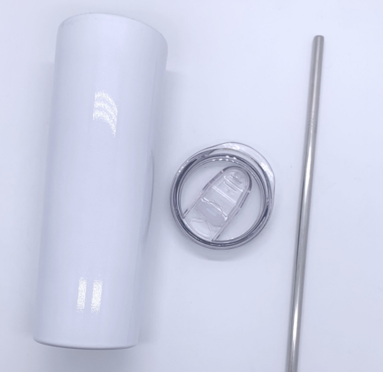 

20oz 30oz sublimation straight skinny tumbler stainless steel double walled vacuuminsulated sealed lid plastic straw sea way AAF2680, White