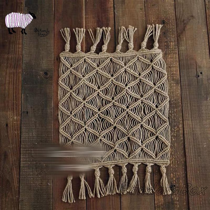 

Newborn Baby Photography Props 100%Handmade Tassel Blanket for Baby Girl Boy Photo Shoot Basket Filler fotografia Accessory, Khaki