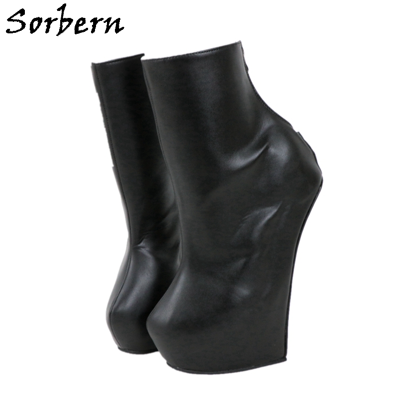 

Sorbern 20cm High Heel Boots Unisex 5cm Platform Sexy Fetish Heelless Strange Style Ponying Heel Back Zip Fashion Ankle High Boots, Custom serivce