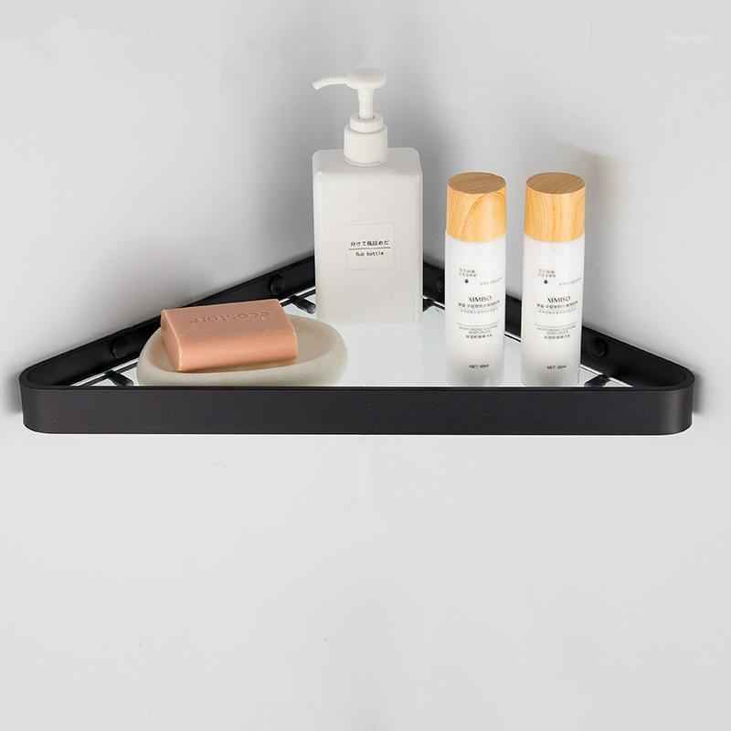 

Bathroom Corner Shelf Black Glass Shelf Wall Mounted Aluminum Bathroom Shower Caddy Rack Accessories Shelves1