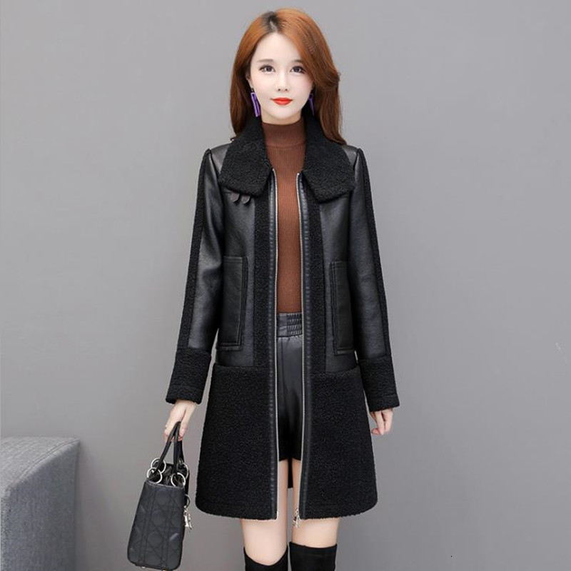 

New Plutonium Weighed Leather Large Female Lapel Jacket Xdgj, Black