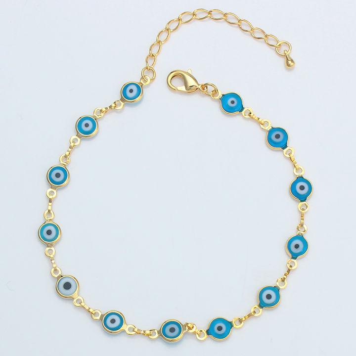 

2020 Blue Eye Bracelet/Anklet for Women Gold Color Evil Eye Foot Chain Charm Bangle JewelryArab/Egypurkey/Iraq/Middle East1