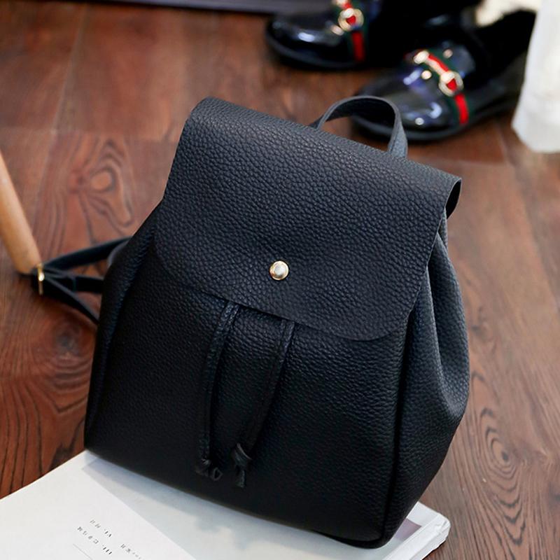 

Backpack Women Pu Leather Female Backpacks Teenager School Mochila Feminina Rucksack Mochilas Mujer 2021, Black