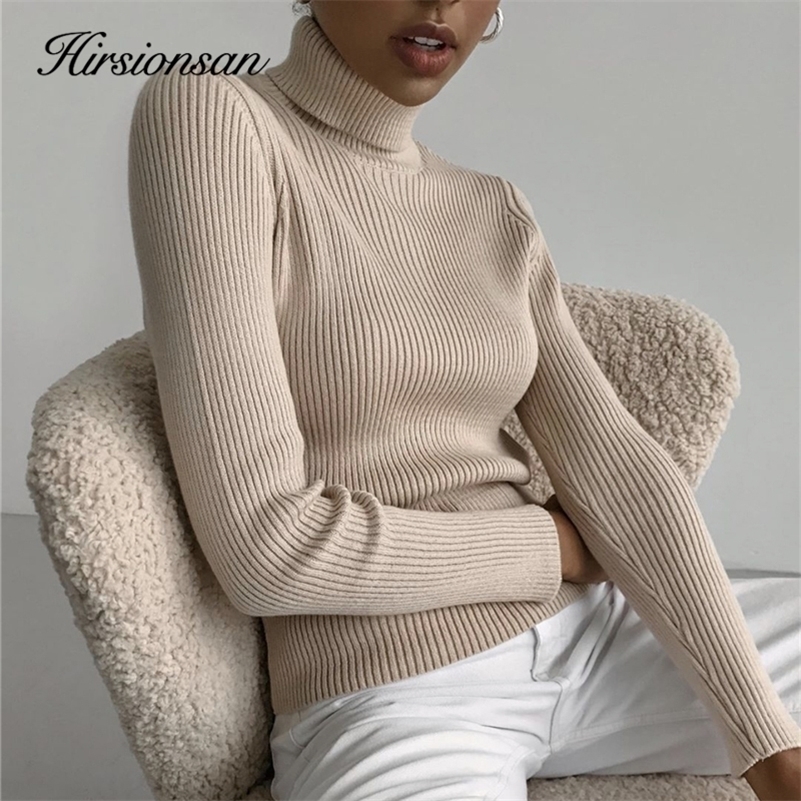 

Hirsionsan Elegant Basic Knitted Sweater Women Bottoming Skinny Female Warm Knitwear Casual Pullovers Ladies Solid Jumper 201130, Black