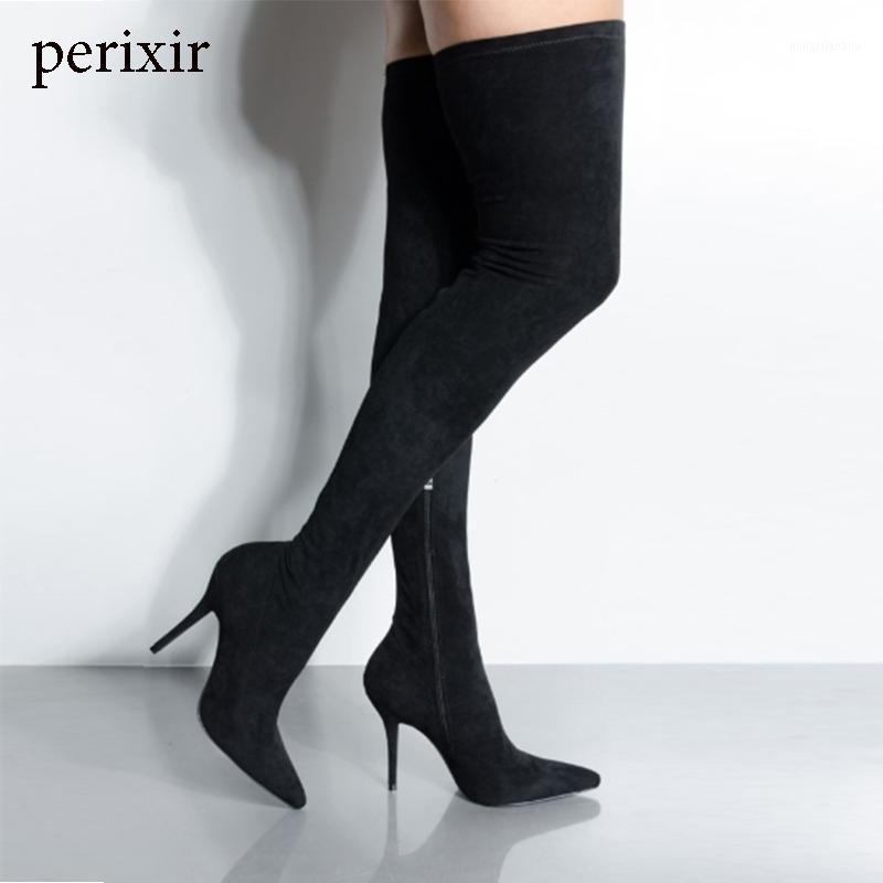 

Perixir Fashion Suede Thigh High Over the Knee Boots for Women Shoes Sexy 10CM Super Thin High Heels Stiletto Boots Femme1, Black