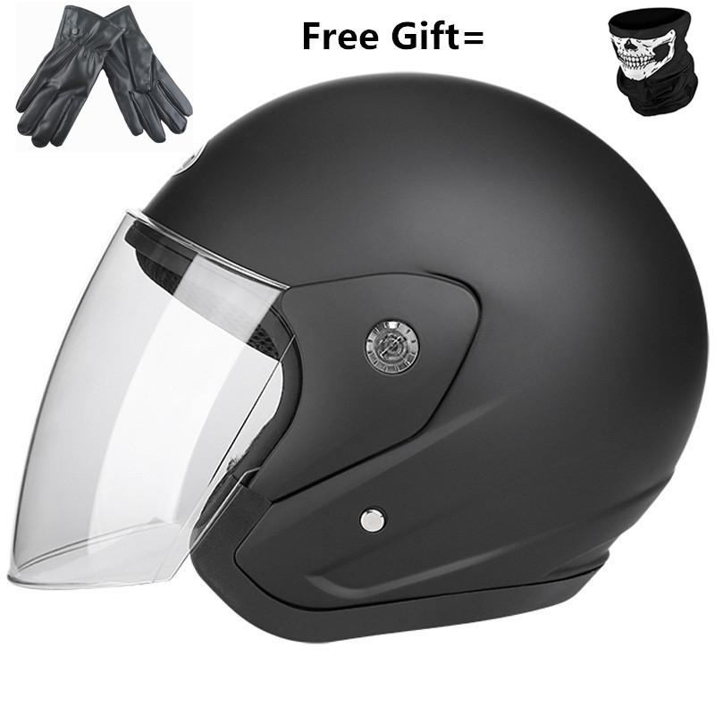 

Vintage Motorcycle Helmets DOT Retro Moto Casco Bike Bicycle Helmets Scooter Summer Helmet Matte Black, Blue