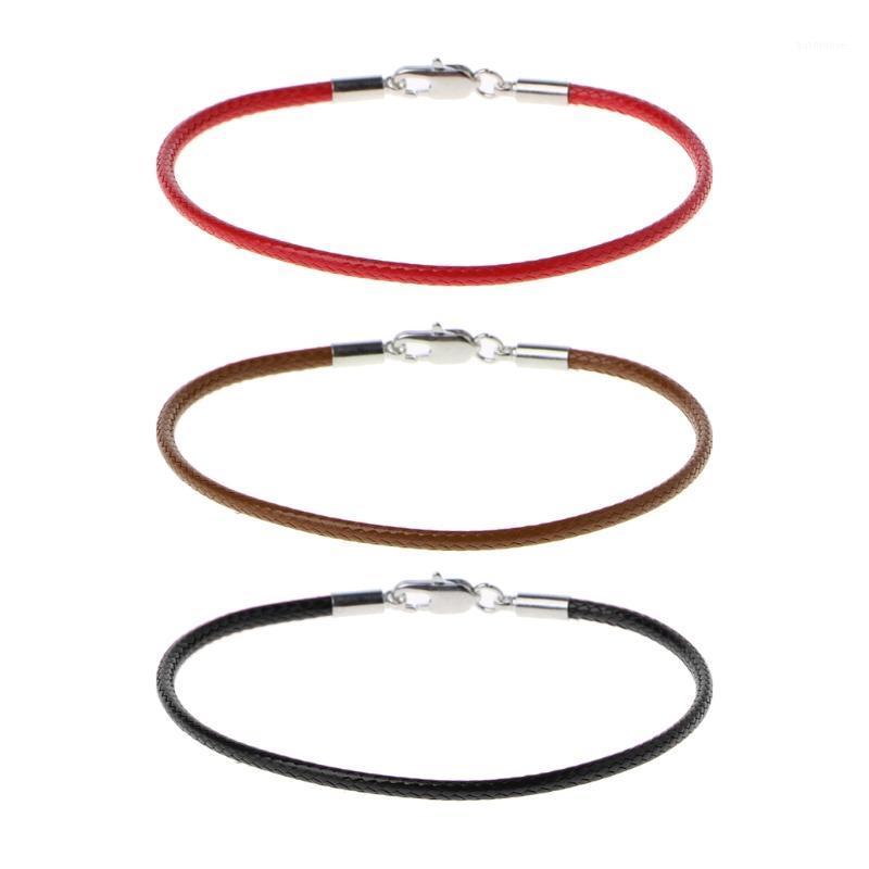 

Classic Fashion Black Leather String Bracelet Red Line Jewelry Line Rope Red Women's Bracelet Lobster Bracelets1