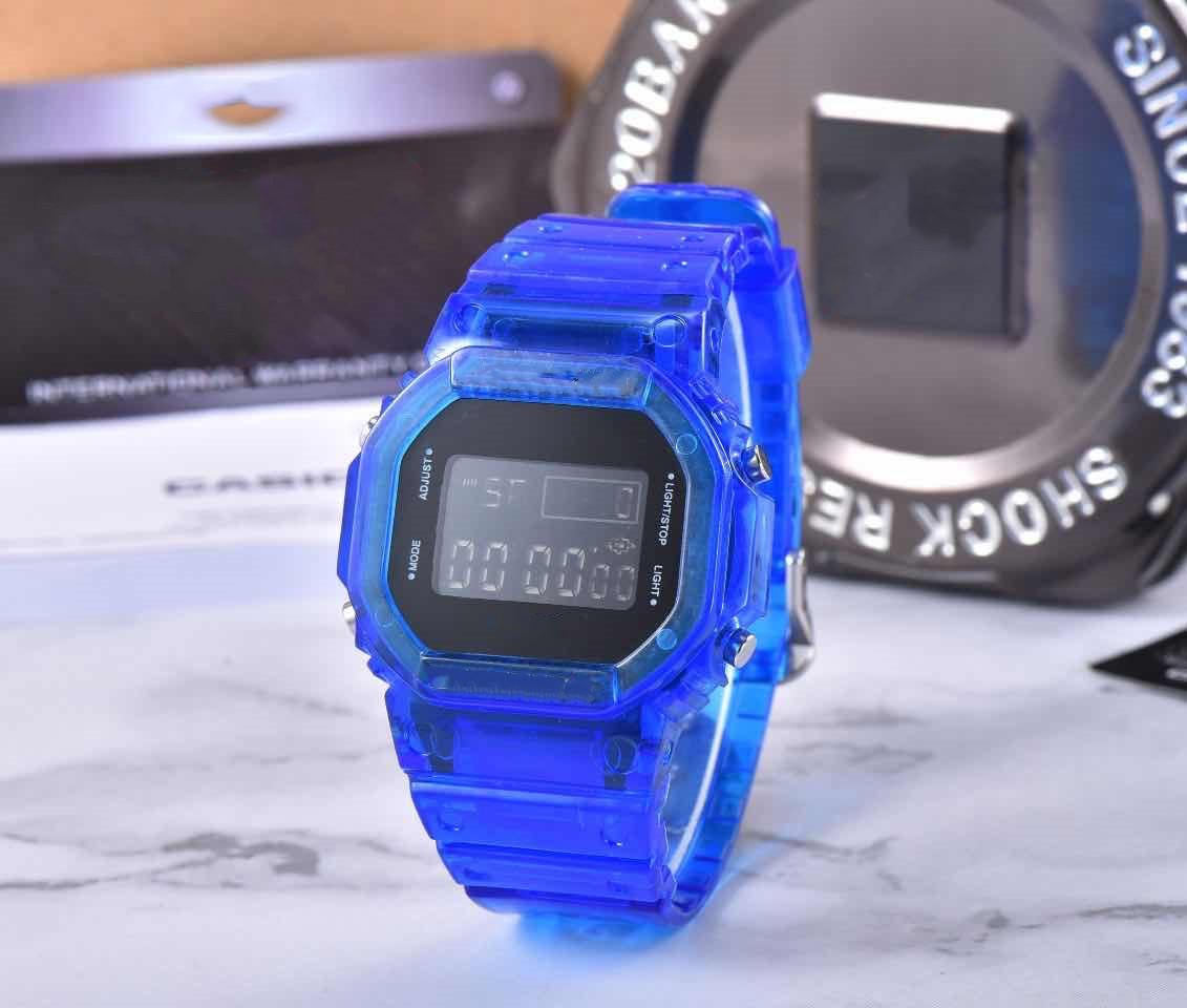 

5600 hot sale transparent ladies watch LED electronic digital watch iced out watch tape world time