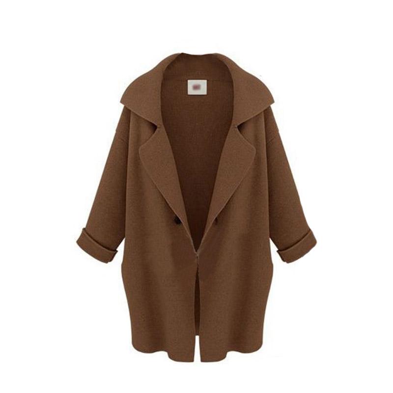 

casaco feminino Women Plus size blend coat Autumn Winter Classic Simple Wool Maxi Long Coat Female Robe Outerwear manteau femme, Dark grey