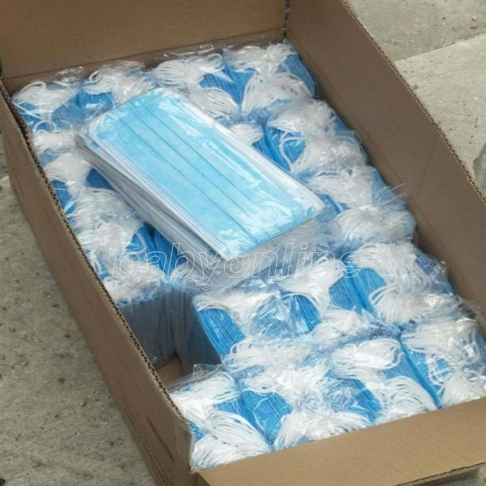 

US STOCK Disposable Face Mask 3 Layer Ear-loop Mouth Masks Cover 3-Ply Non-woven Disposable Mask Soft Breathable