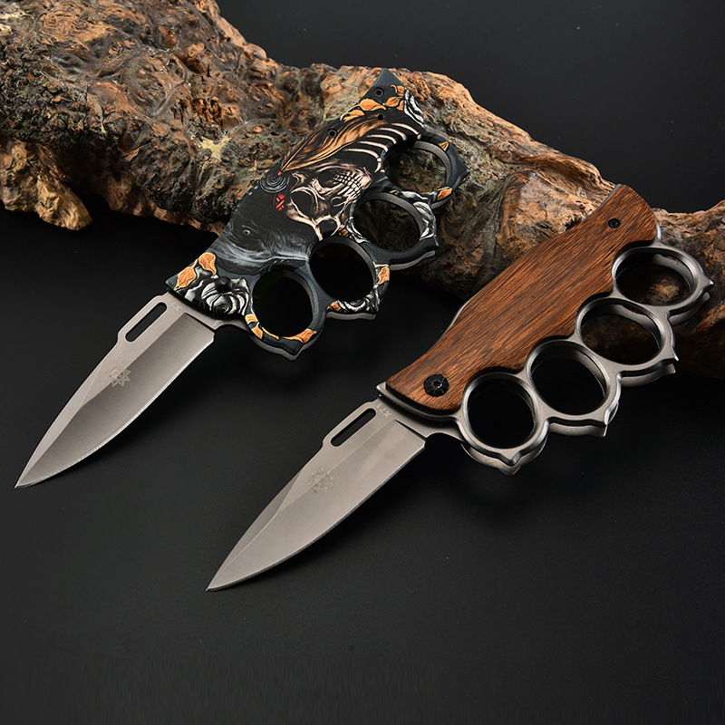 

Folding Muti-Function Folding Knife Brass Knuckles Shape Outdoor Camping Self-Defense Tool Knife Stainless Steel Knife For Free DHL