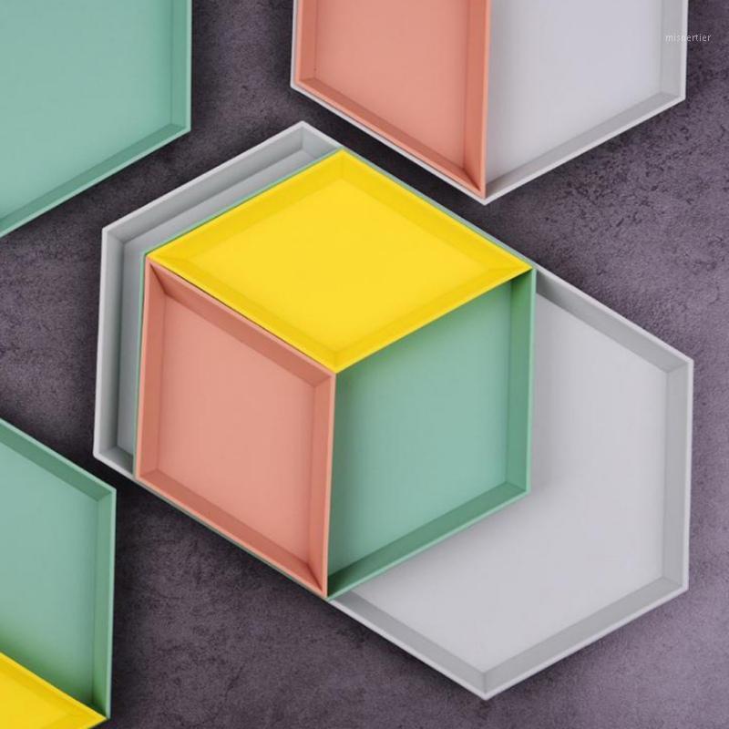 

4 Combination Storage Fruit Innovative Colorful Geometric Removable Plastic Desktop Detachable Fruit Tray Plate1