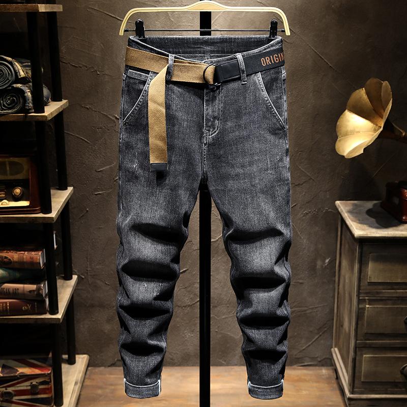 

Autumn Winter Black Jeans Men Bleached Pockets Washed Slim Straight Distressed Casual High Quality Denim Pencil Pants Male, Pink