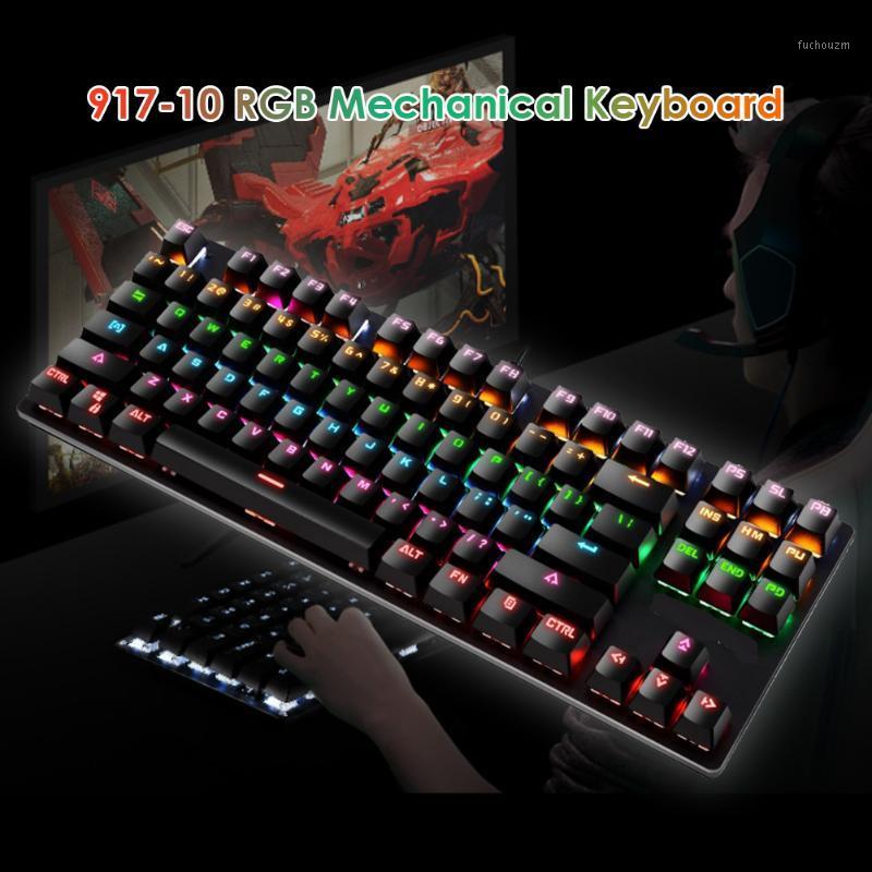 

917-10 87 Keys USB Wired Backlight Blue Switch Mechanical Gaming Keyboard Universal Wired Mechanical Keyboard for Office Gamer1