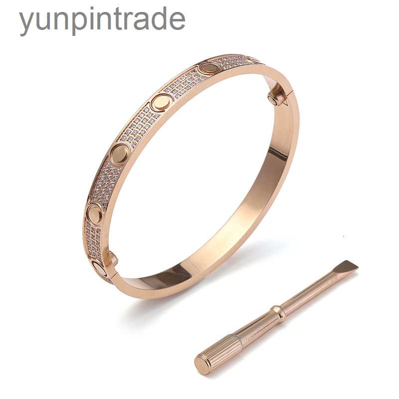 

316L Titanium steel Love Bracelet silver rose gold bracelet Bangles Women Men Screw Screwdriver 3Lines Pave Full Stones Couple