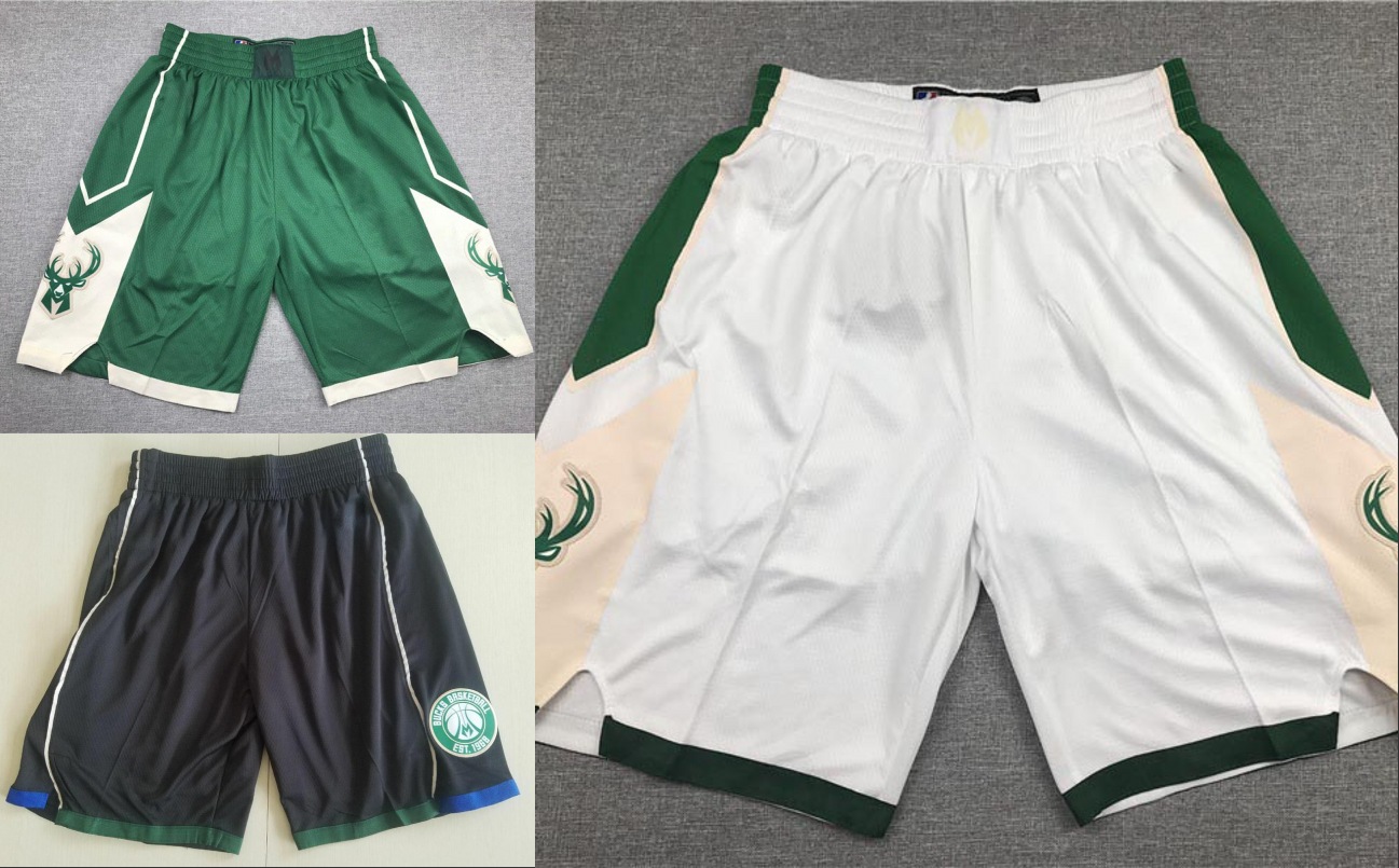

2020 Milwaukee Bucks Men Stitched Breathable Pants Classic Basketball Shorts, Black