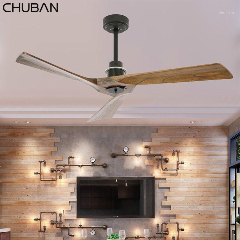 

European Retro Wooden Ceiling Fan With Remote Control Living room Bedroom Dining Room Attic Without Light Fan1