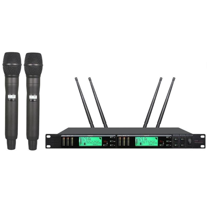 

Bolymic Dual Cordless Microphone System Set True Diversity Long Range Church Performance Handheld Mic Mikrofon System