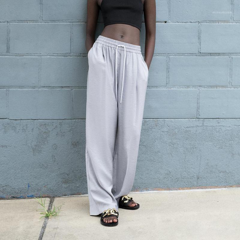 

Elina Casual Wide Leg Pants Women Fashion Loose Gray Trousers Women Elegant Drawstring Elastic Waist Pants Female Ladies GT1, Zrpa7066