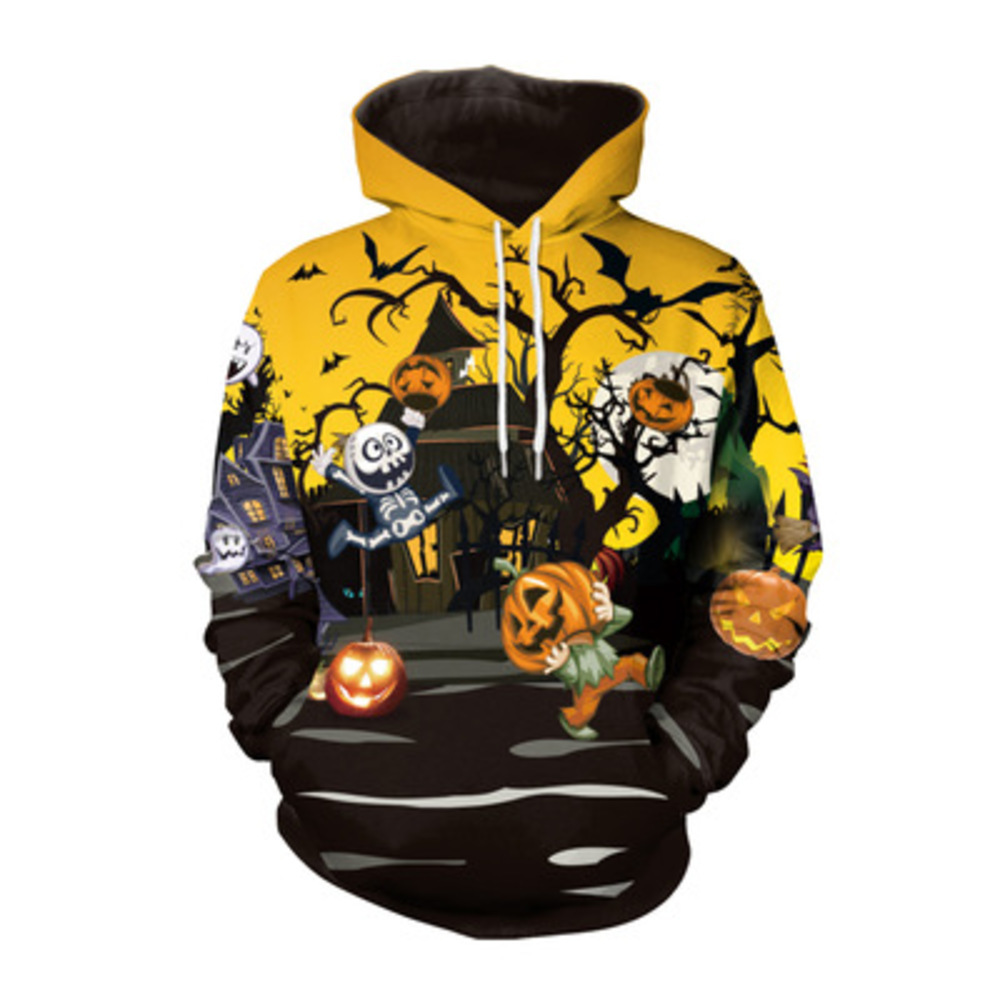 

Halloween pumpkin European and American hooded couple sweater