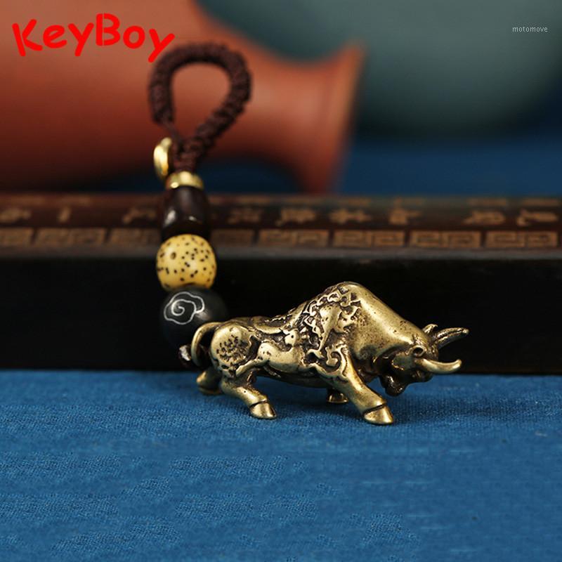 

Zodiac Animal Bull Keychain Pendants Vintage Brass Woven Rope Car Key Chain Lucky Hanging Jewelry Fashion Keyring Backpack Decor1