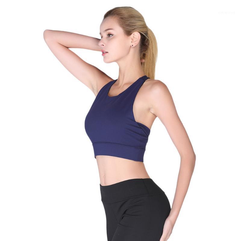 

Women Yoga Sports Bras Fitness Workout Gym Back Cross Activewear High Impact Bra ED-shipping1, Navy blue