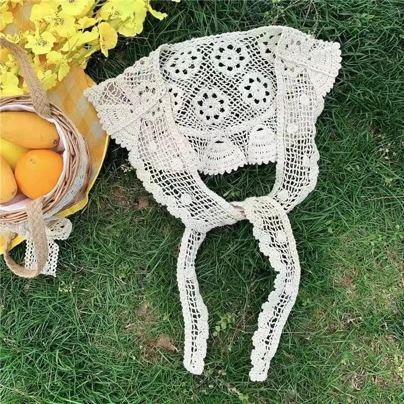

2020 thin sunscreen lace shawl hollow out all-match fake collar with scarf net red knitted decorative small scarf