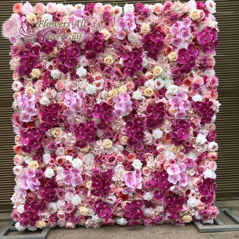 

3D Artificial FlowersWall Hot Rose Orchids Pink Peony Fake Flowers Wall For Wedding Party Backdrop Decoration1, Gy700 runner