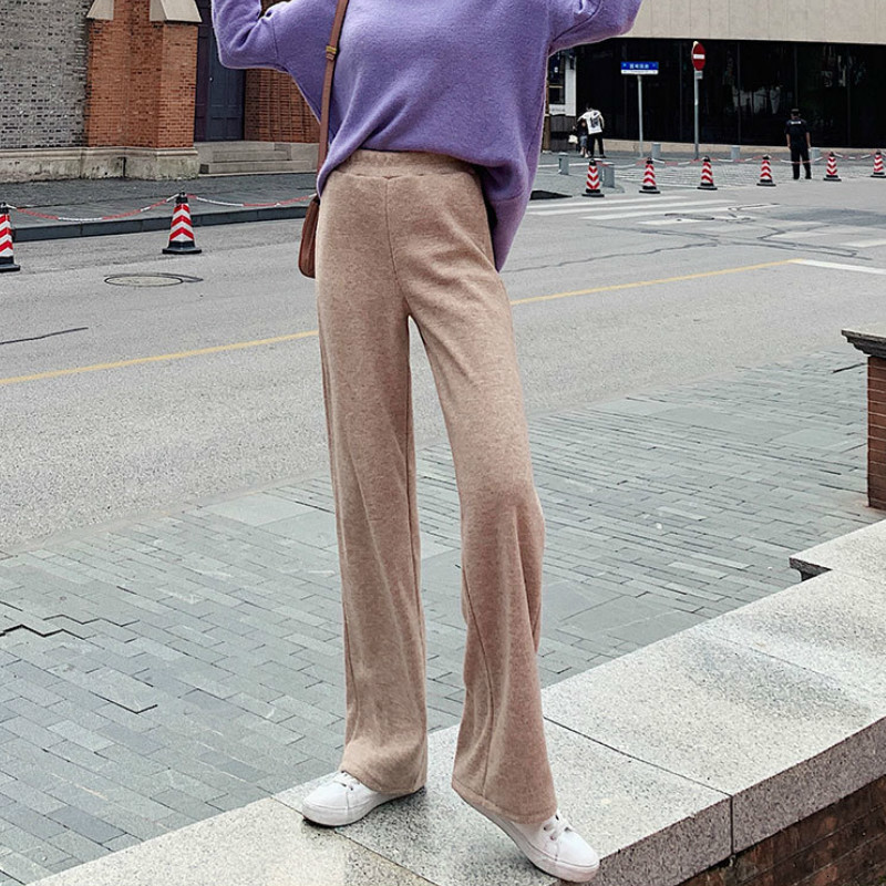 

2021 New Female Breeches of Large Standing Straight Hung Wide Leg Loose Empire Waist Strap Autumn Pants 45M5, Black