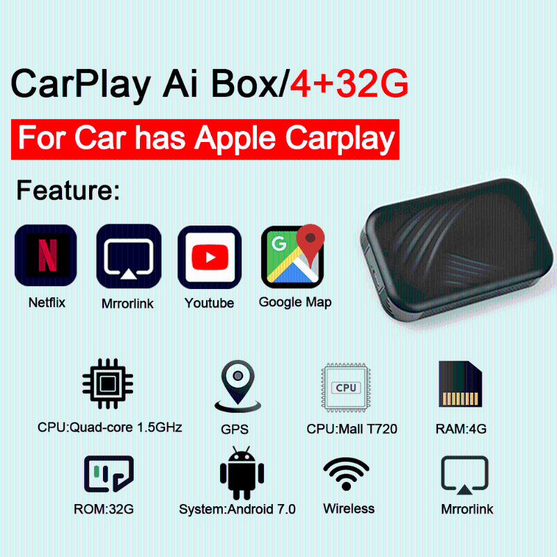 

Carplay USB Smart Ai Android Box Car Multimedia Player Android System New Upgrade 4+32G Wireless Mirror Link Carplay TV Box car dvd