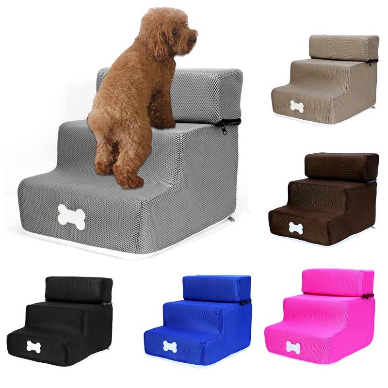 

Dog House Pet Stair 3 Steps Stairs for Small Dog Cat Pet Ramp Ladder Detachable Anti-slip Removable Washable Dogs Bed Stairs, Black