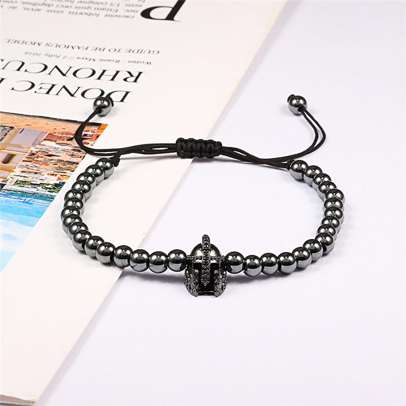 

Luxury 5mm Copper Beaded Bracelet Men Classical Handmade Braided Roman Warrior Gladiator Helmet Bracelets Bangle Fashion Jewelry