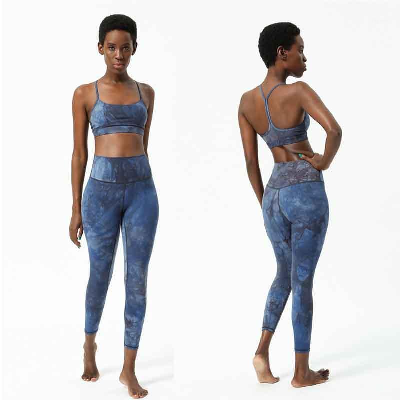 

Tie Dye Women Yoga Set Naked Feeling Sports Bra Four Way Stretch Leggings 2 Piece Gym Clothing Fitness Sportswear Sports Suits1, Blue