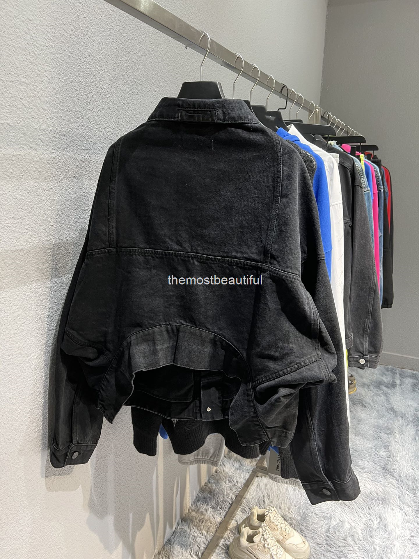 

Women's Jackets Autumn and winter high version family B inverted leaky waist two wear heavy industry washing br jacket men's women's denim, 2# packing bag