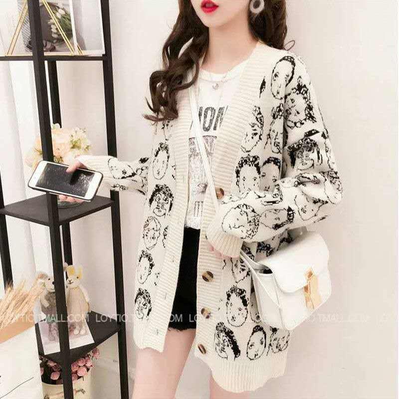 

2020 autumn winter Korean Style Single Breasted Cardigans Womens Sweaters V-Neck Long Sleeve Fashionable chic female Knitwear, Sweaters 2