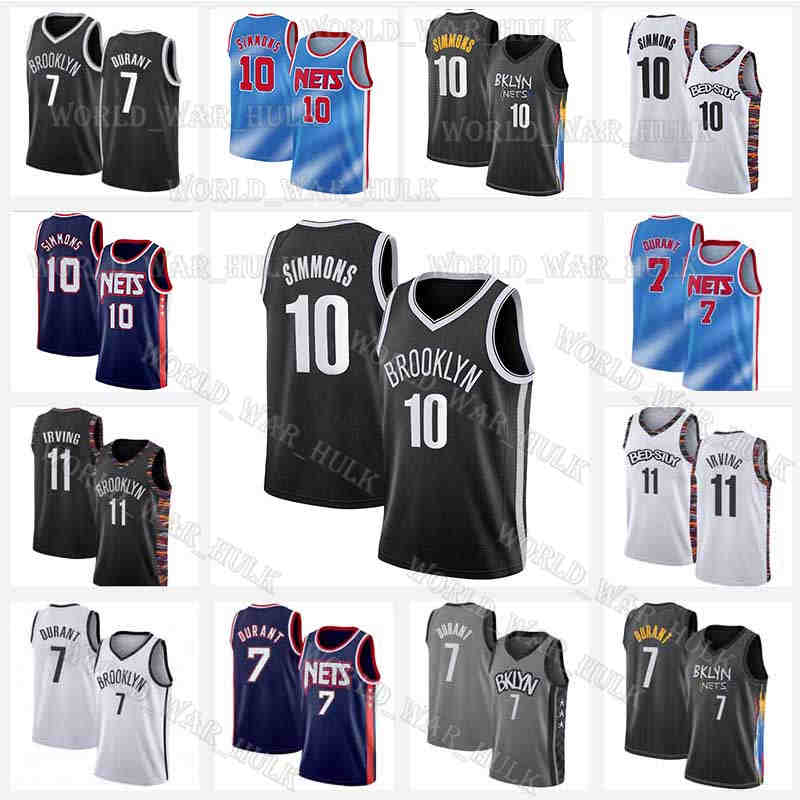 

2022 Kevin Durant Jersey 11 Irving Brooklyn''Nets''Biggie Ben Simmons Basketball Jerseys 10 7 75th City Kyrie 21 22 Black Season Men Anniversary White Blue