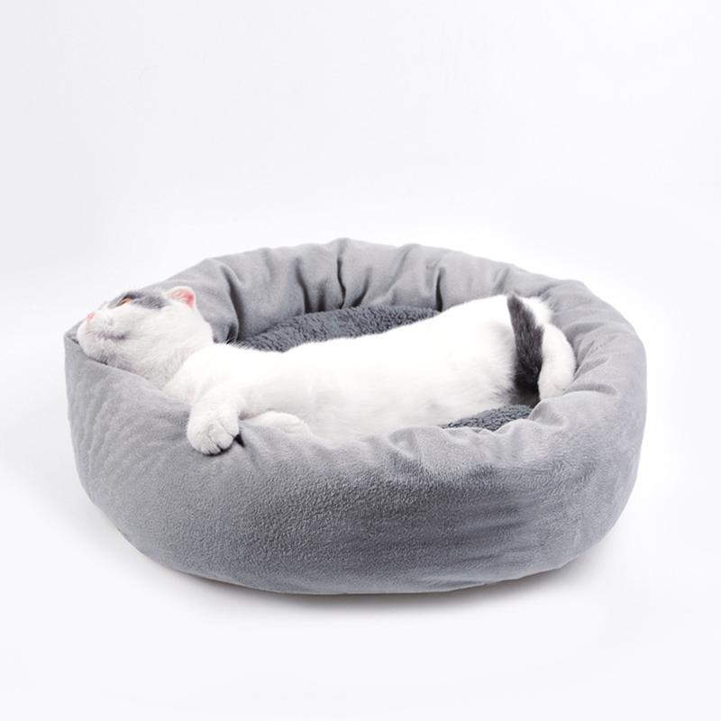 

Round Cat Bed Soft Plush Pet Bed For Cats Dogs Puppy Cushion Cat House WIth Pillow Sofa Cats pet products cama gato