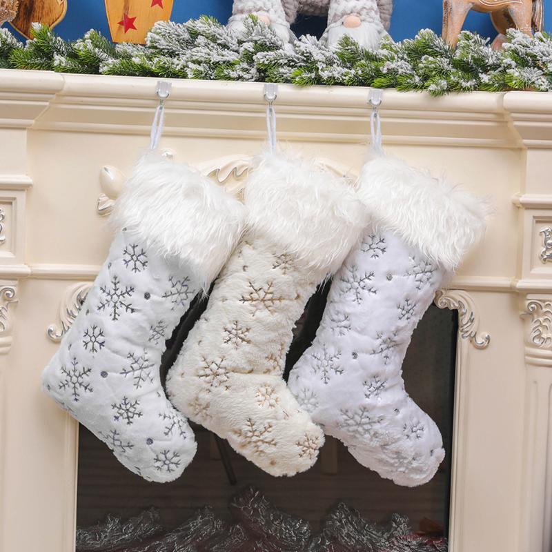 

Christmas Stockings Plush Beads Pendant Children Gifts Bags Decor Supplies1
