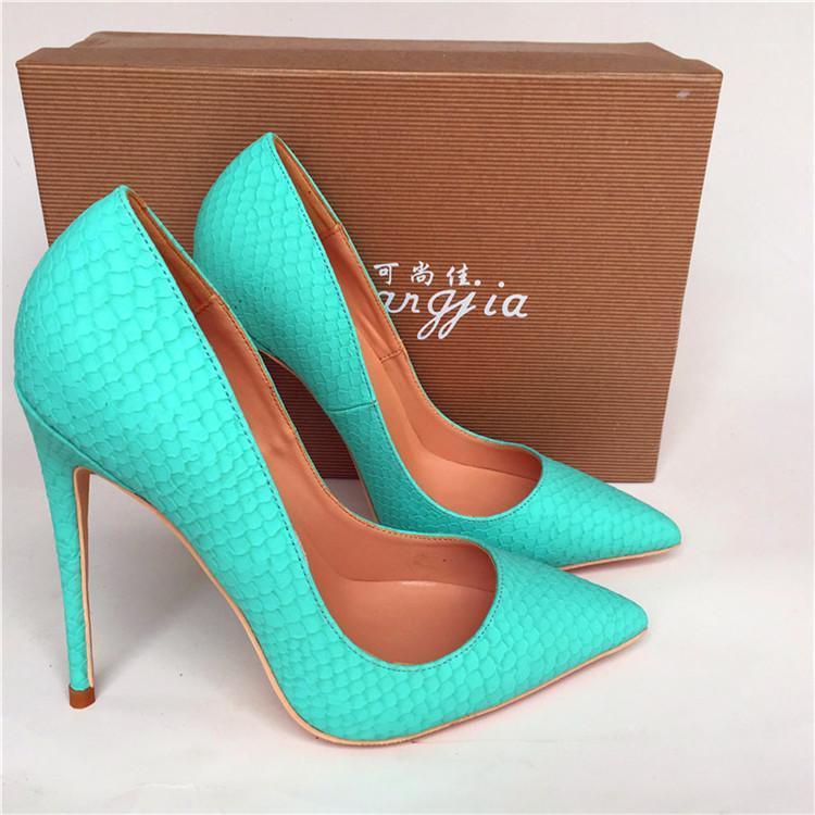 

Single Shoes 12cm High Heel Ladies Party Shoes Blue Brand Fashion New High Heel Exquisite Snake Pattern Elegant Thin Heels Basic1, 10cm