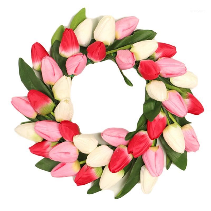 

Artificial Tulip Flower Wreaths Home Front Door Window Hanging Garlanf for Party Event Wedding Decoration Thanks Giving Decor1, A1