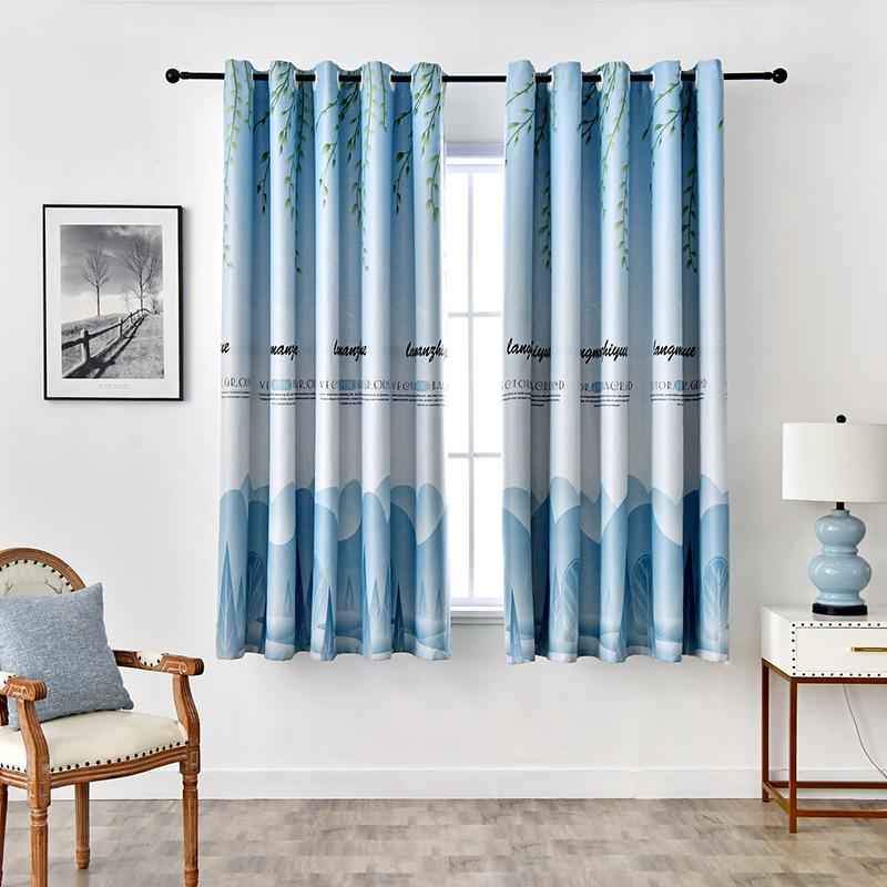 

Modern semi blackout curtains thick short for Living Room Window curtain Bedroom kitchen short curtain Specials M184&30, Blue