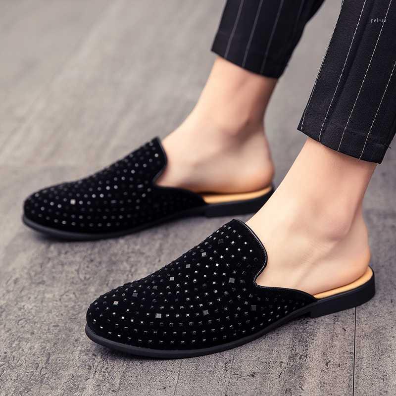 

Slippers With No Heel Shoes Men's Summer Baotou Half Male Small Lazy People In England Followed By Doug Shoes, Leisure Shoes1, Black