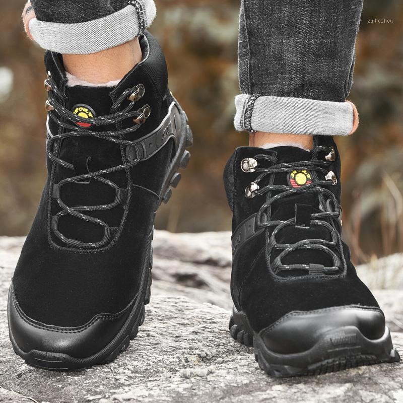 

Men's High-Top Labor Insurance Shoes Mesh Men Anti-smash Safety Shoes Steel Toe Cap Work Protective Trainers Boots Hiking1, Black plus cotton